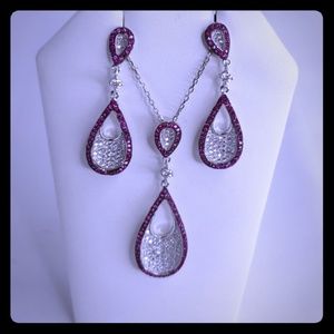 STERLING SILVER RHINESTONE NECKLACE SET